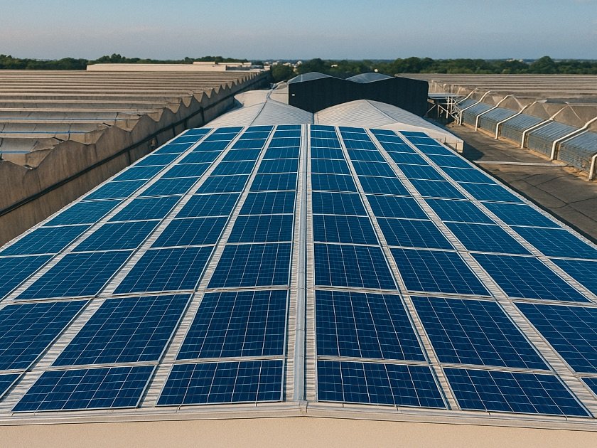 Techo de nave industrial en Atongo con paneles solares