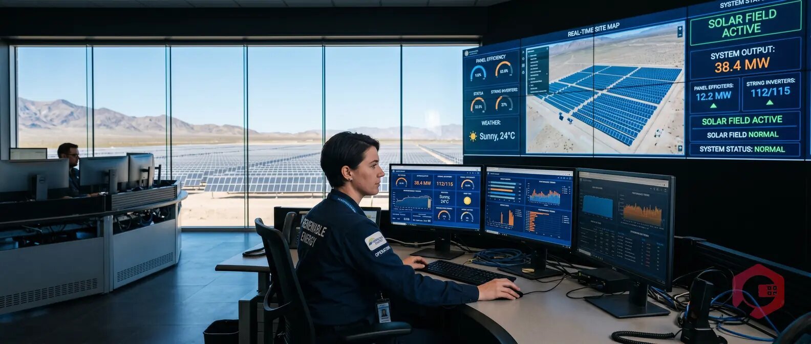 Vista aérea de una planta industrial con techo solar en operación
